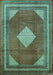 Machine Washable Medallion Turquoise Traditional Area Rugs, wshtr1626turq