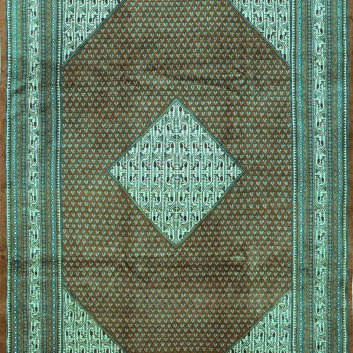 Machine Washable Medallion Turquoise Traditional Area Rugs, wshtr1626turq