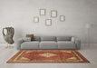 Machine Washable Medallion Brown Traditional Rug in a Living Room,, wshtr1626brn