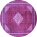 Round Machine Washable Medallion Purple Traditional Area Rugs, wshtr1626pur