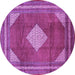 Round Medallion Purple Traditional Rug, tr1626pur