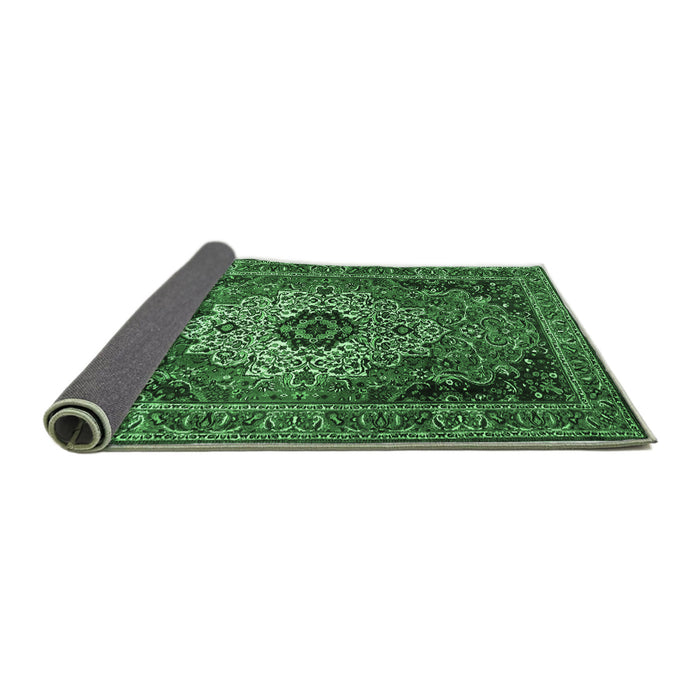 Sideview of Medallion Emerald Green Traditional Rug, tr1627emgrn