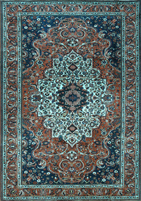 Medallion Light Blue Traditional Rug, tr1627lblu