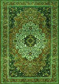 Medallion Green Traditional Rug, tr1627grn