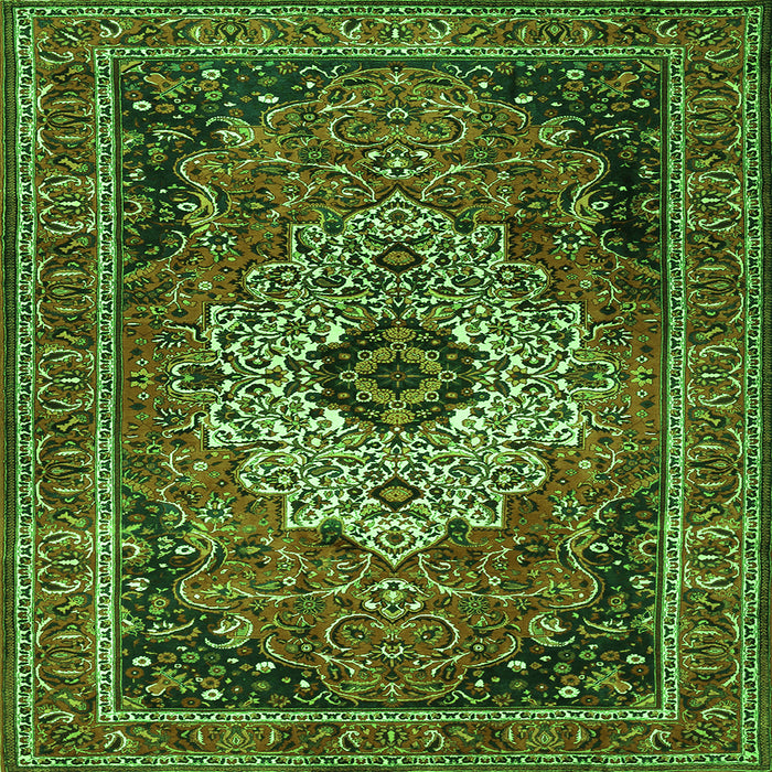 Serging Thickness of Medallion Green Traditional Rug, tr1627grn