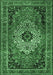 Machine Washable Medallion Emerald Green Traditional Area Rugs, wshtr1627emgrn