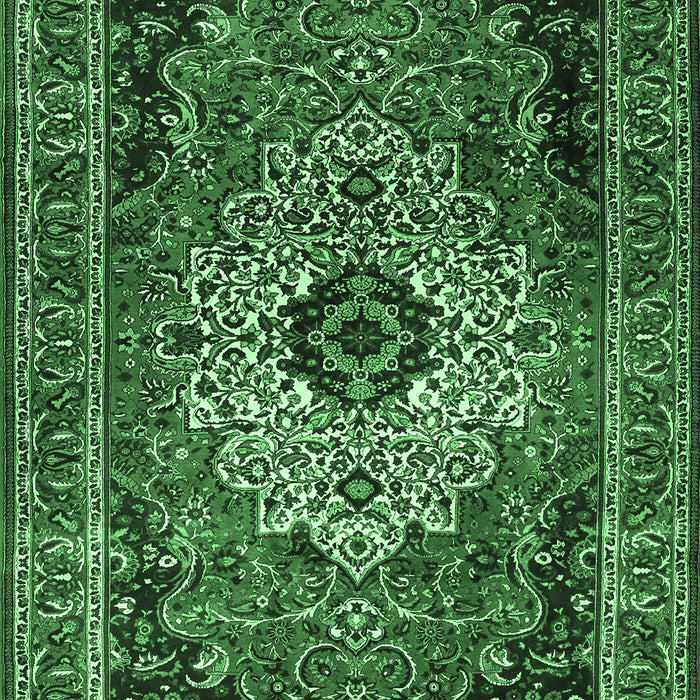 Machine Washable Medallion Emerald Green Traditional Area Rugs, wshtr1627emgrn