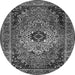 Machine Washable Medallion Gray Traditional Rug, wshtr1627gry