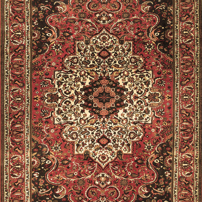 Machine Washable Medallion Brown Traditional Rug, wshtr1627brn