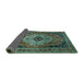 Sideview of Medallion Turquoise Traditional Rug, tr1627turq