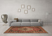 Machine Washable Medallion Brown Traditional Rug in a Living Room,, wshtr1627brn