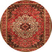 Machine Washable Medallion Orange Traditional Area Rugs, wshtr1627org