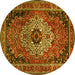 Round Medallion Yellow Traditional Rug, tr1627yw