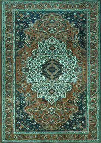 Medallion Turquoise Traditional Rug, tr1627turq