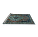 Sideview of Machine Washable Medallion Light Blue Traditional Rug, wshtr1627lblu