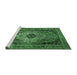 Sideview of Machine Washable Medallion Emerald Green Traditional Area Rugs, wshtr1627emgrn