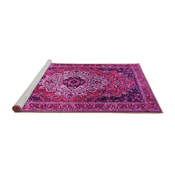 Sideview of Machine Washable Medallion Pink Traditional Rug, wshtr1627pnk