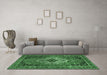 Machine Washable Medallion Emerald Green Traditional Area Rugs in a Living Room,, wshtr1627emgrn