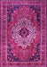 Machine Washable Medallion Pink Traditional Rug, wshtr1627pnk