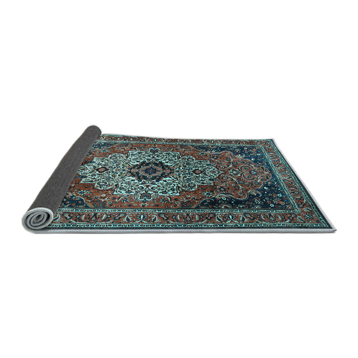 Sideview of Medallion Light Blue Traditional Rug, tr1627lblu