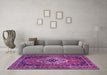 Machine Washable Medallion Purple Traditional Area Rugs in a Living Room, wshtr1627pur