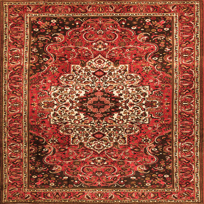 Serging Thickness of Medallion Orange Traditional Rug, tr1627org
