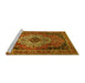 Sideview of Machine Washable Medallion Yellow Traditional Rug, wshtr1627yw