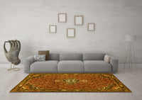 Machine Washable Persian Yellow Traditional Rug, wshtr1628yw