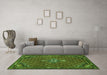 Machine Washable Persian Green Traditional Area Rugs in a Living Room,, wshtr1628grn