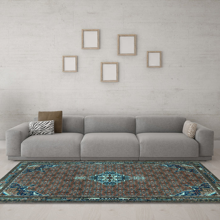 Machine Washable Persian Light Blue Traditional Rug in a Living Room, wshtr1628lblu