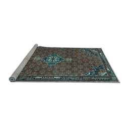Sideview of Machine Washable Persian Light Blue Traditional Rug, wshtr1628lblu