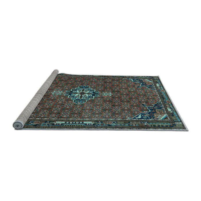 Sideview of Machine Washable Persian Light Blue Traditional Rug, wshtr1628lblu