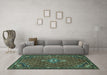 Machine Washable Persian Turquoise Traditional Area Rugs in a Living Room,, wshtr1628turq