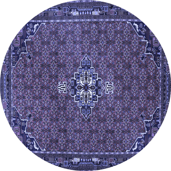 Round Machine Washable Persian Blue Traditional Rug, wshtr1628blu