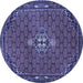 Round Machine Washable Persian Blue Traditional Rug, wshtr1628blu