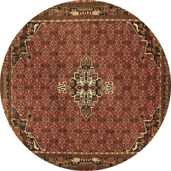 Round Machine Washable Persian Brown Traditional Rug, wshtr1628brn