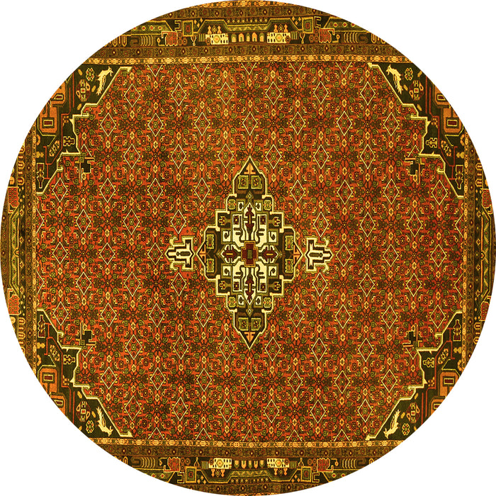 Round Persian Yellow Traditional Rug, tr1628yw