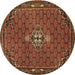 Round Persian Brown Traditional Rug, tr1628brn