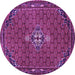 Round Machine Washable Persian Purple Traditional Area Rugs, wshtr1628pur