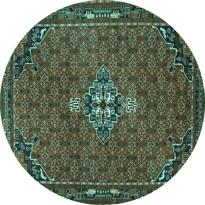 Round Persian Turquoise Traditional Rug, tr1628turq