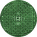 Round Machine Washable Persian Emerald Green Traditional Area Rugs, wshtr1628emgrn