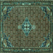 Square Persian Turquoise Traditional Rug, tr1628turq