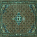 Square Machine Washable Persian Turquoise Traditional Area Rugs, wshtr1628turq