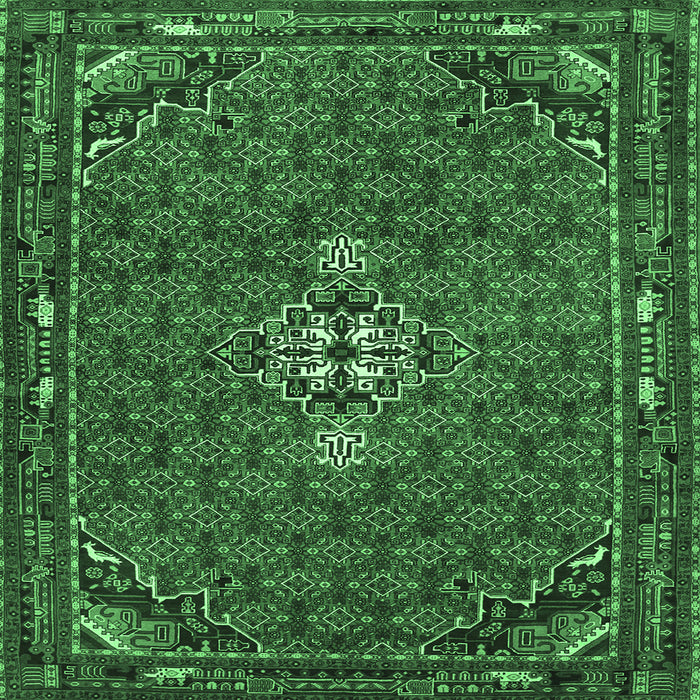 Square Machine Washable Persian Emerald Green Traditional Area Rugs, wshtr1628emgrn