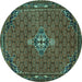 Round Machine Washable Persian Turquoise Traditional Area Rugs, wshtr1628turq