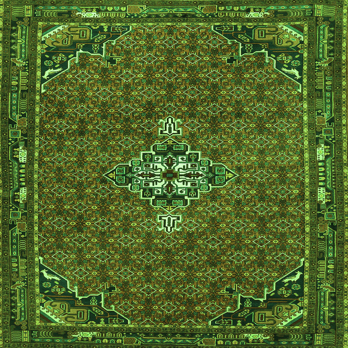 Round Machine Washable Persian Green Traditional Area Rugs, wshtr1628grn