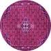 Round Machine Washable Persian Pink Traditional Rug, wshtr1628pnk