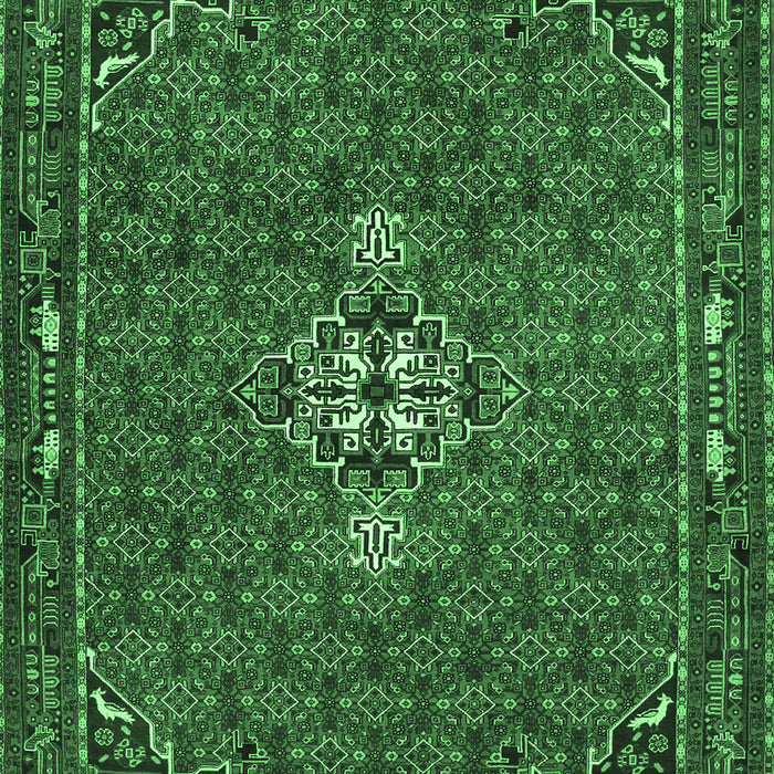 Machine Washable Persian Emerald Green Traditional Area Rugs, wshtr1628emgrn