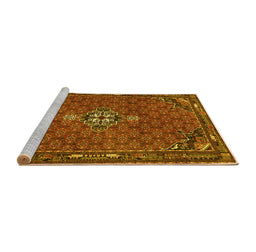 Sideview of Machine Washable Persian Yellow Traditional Rug, wshtr1628yw