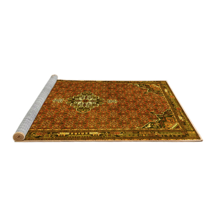Sideview of Machine Washable Persian Yellow Traditional Rug, wshtr1628yw